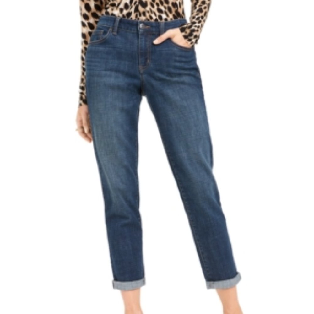 I.n.c. International Concepts Women's Mid Rise Cuffed Straight-Leg Jeans